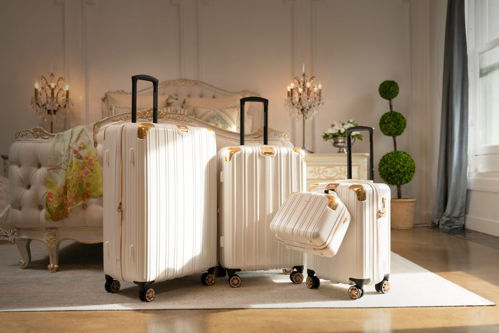 A group of luggage situated in a hotel