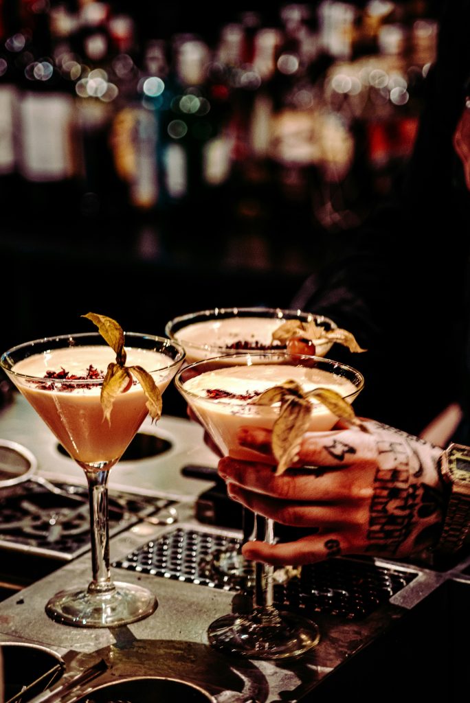 Three cocktails on a table