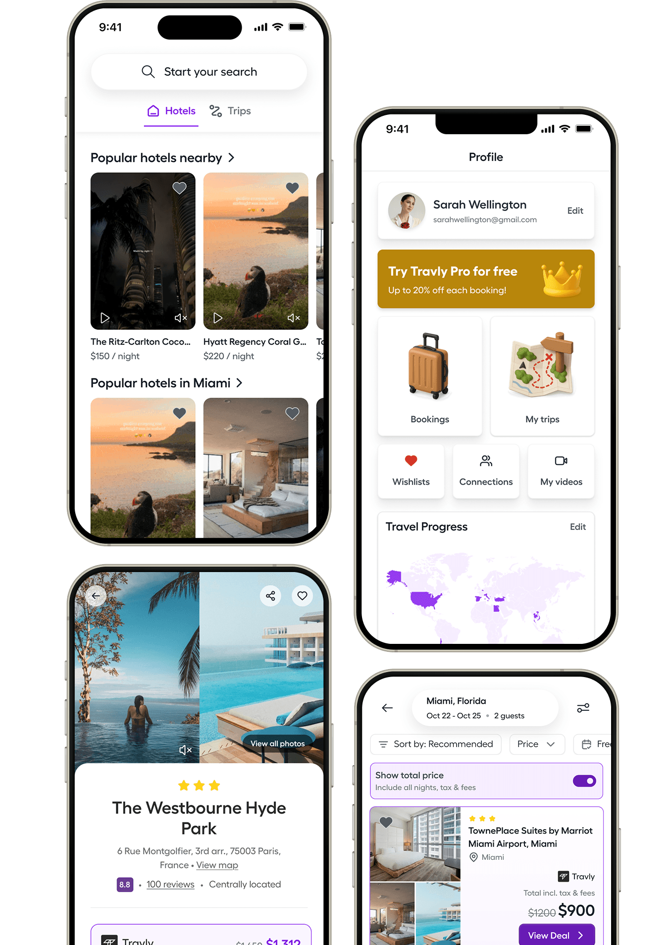 Travly app screens