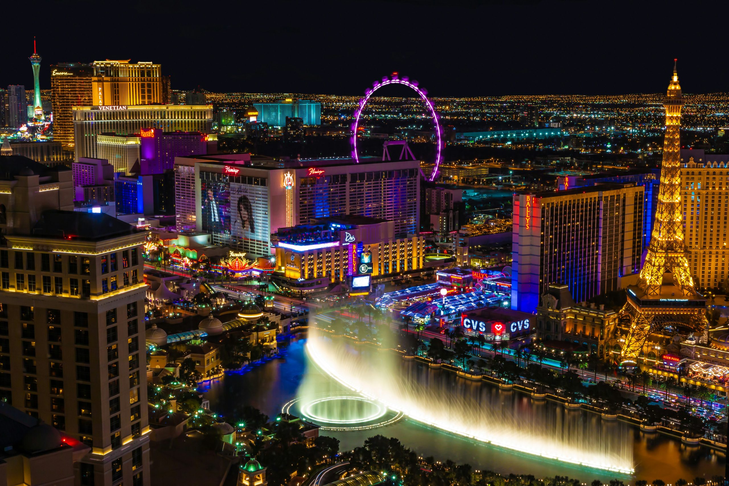 A night view of Las Vegas